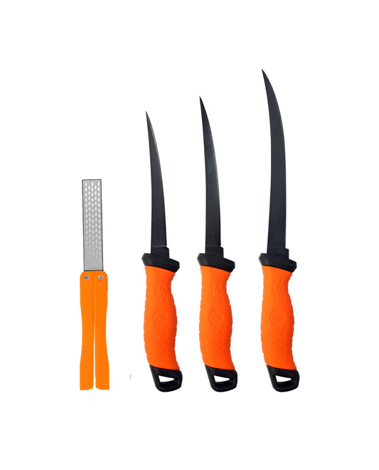 4 Piece Fillet Knife & Diamond Sharpener Bundle